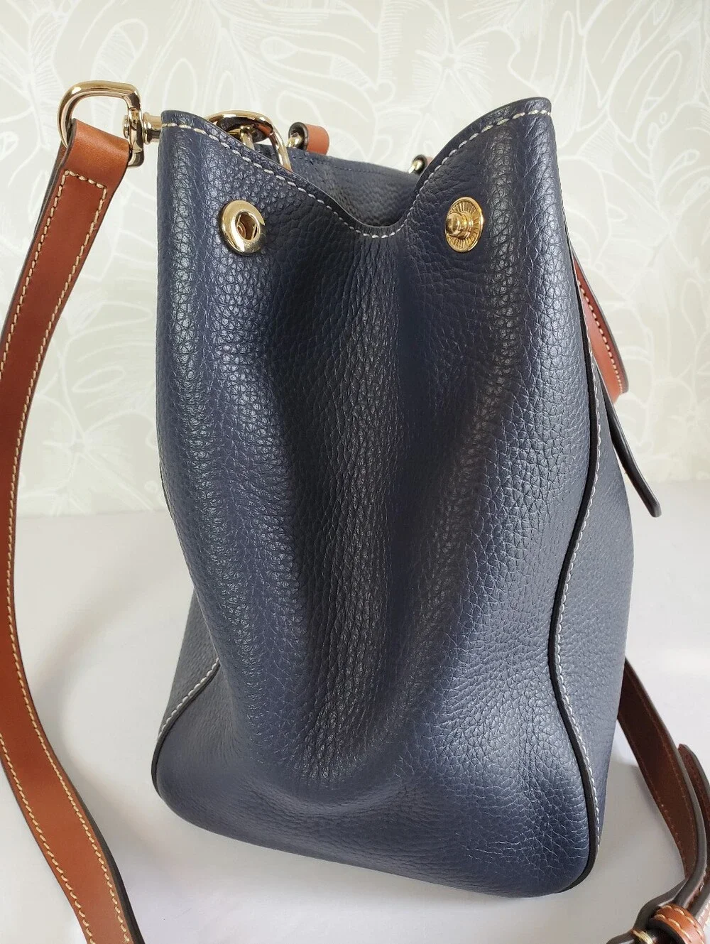 Dooney & Bourke Navy Blue Pebble Leather Satchel